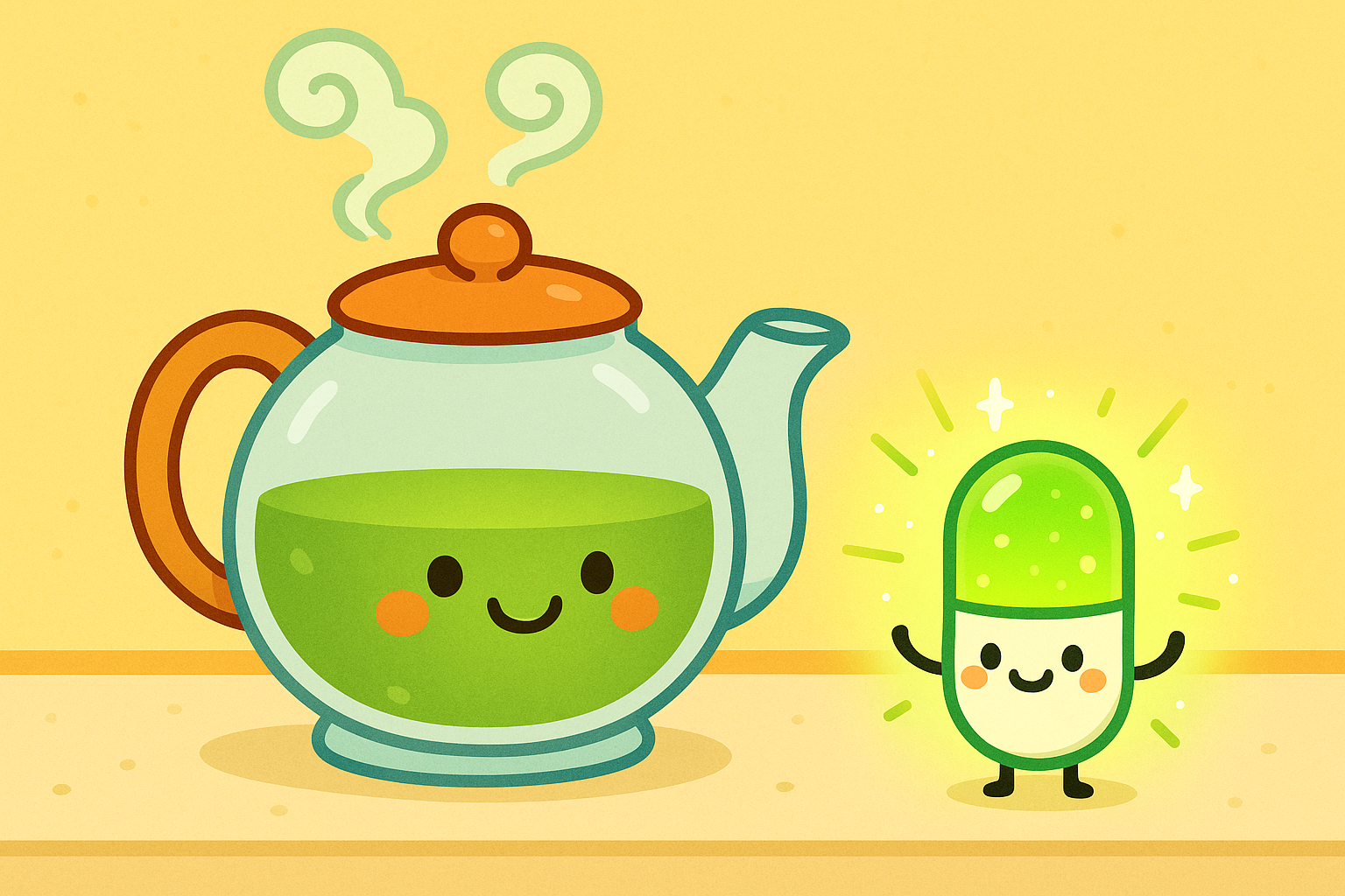 Green tea extract packs the goodness of many cups of green tea into a tiny capsule, offering a concentrated dose of its beneficial compounds.