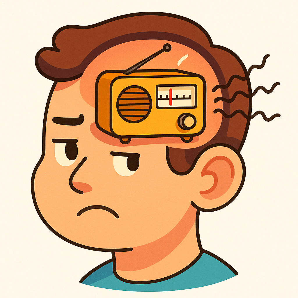 Tinnitus often feels like a radio stuck on a static channel that you can't turn off. Though you hear it in your ears, the sound actually comes from your brain.