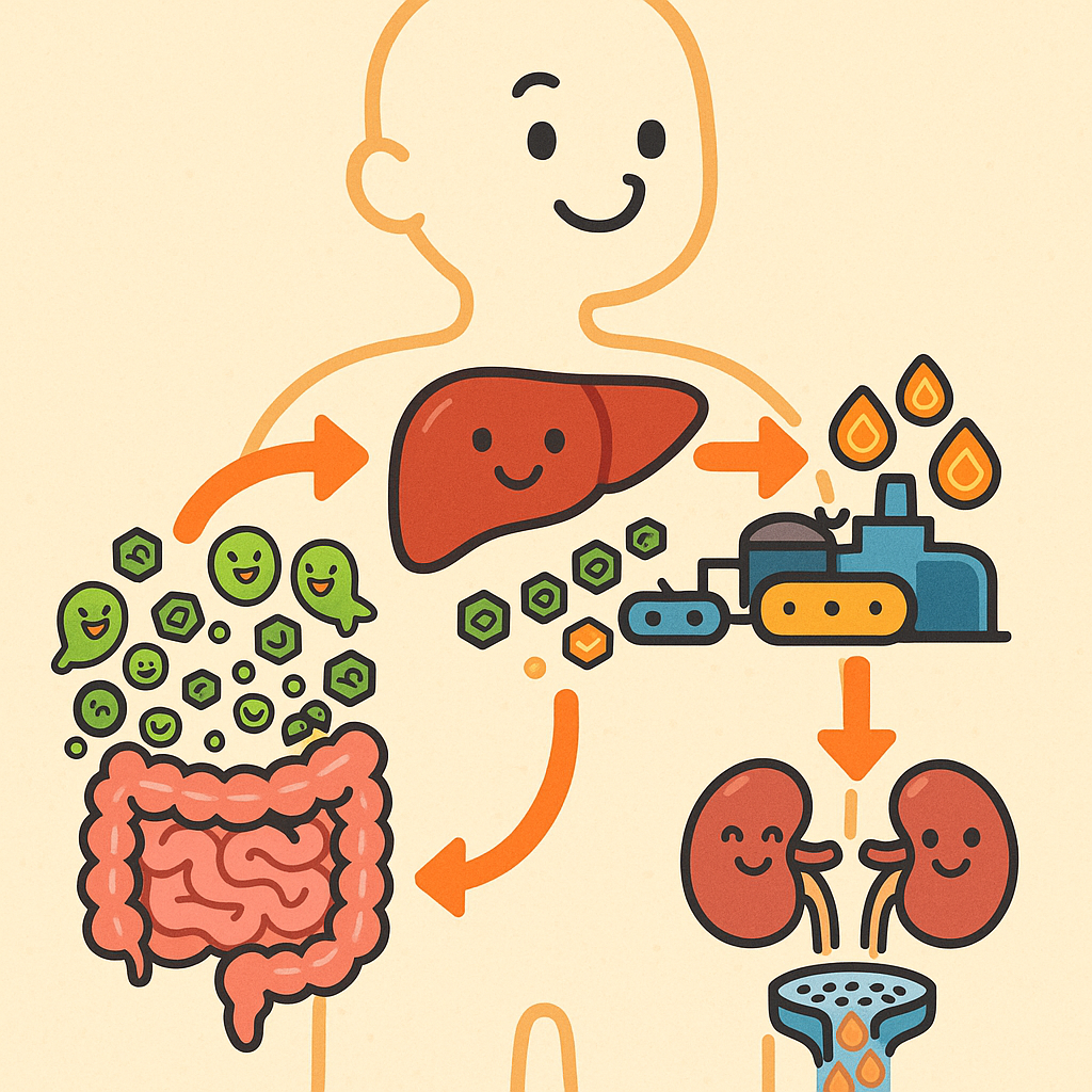 Your body manages uric acid in three main 'battlegrounds': the liver (where it's made), the gut (where bacteria can break it down), and the kidneys (where it's filtered out).