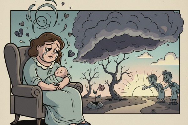 Illustration for What Science Actually Says About Postpartum Depression