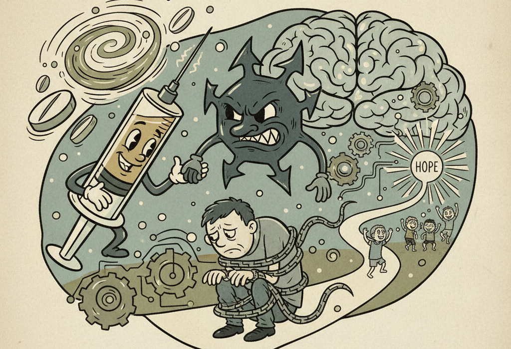 Illustration for How Science Actually Treats Opioid Addiction: What Research Shows