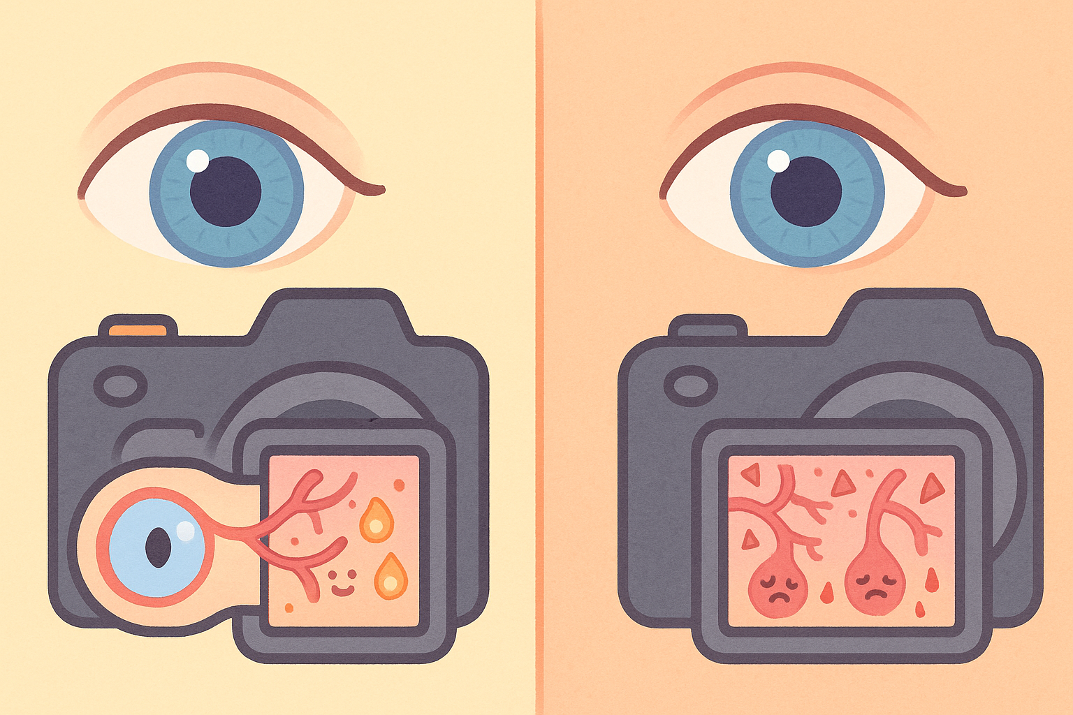 Our eyes work like cameras, with the retina as the light sensor. High blood sugar can harm the small blood vessels that keep the retina healthy, leading to vision problems over time.