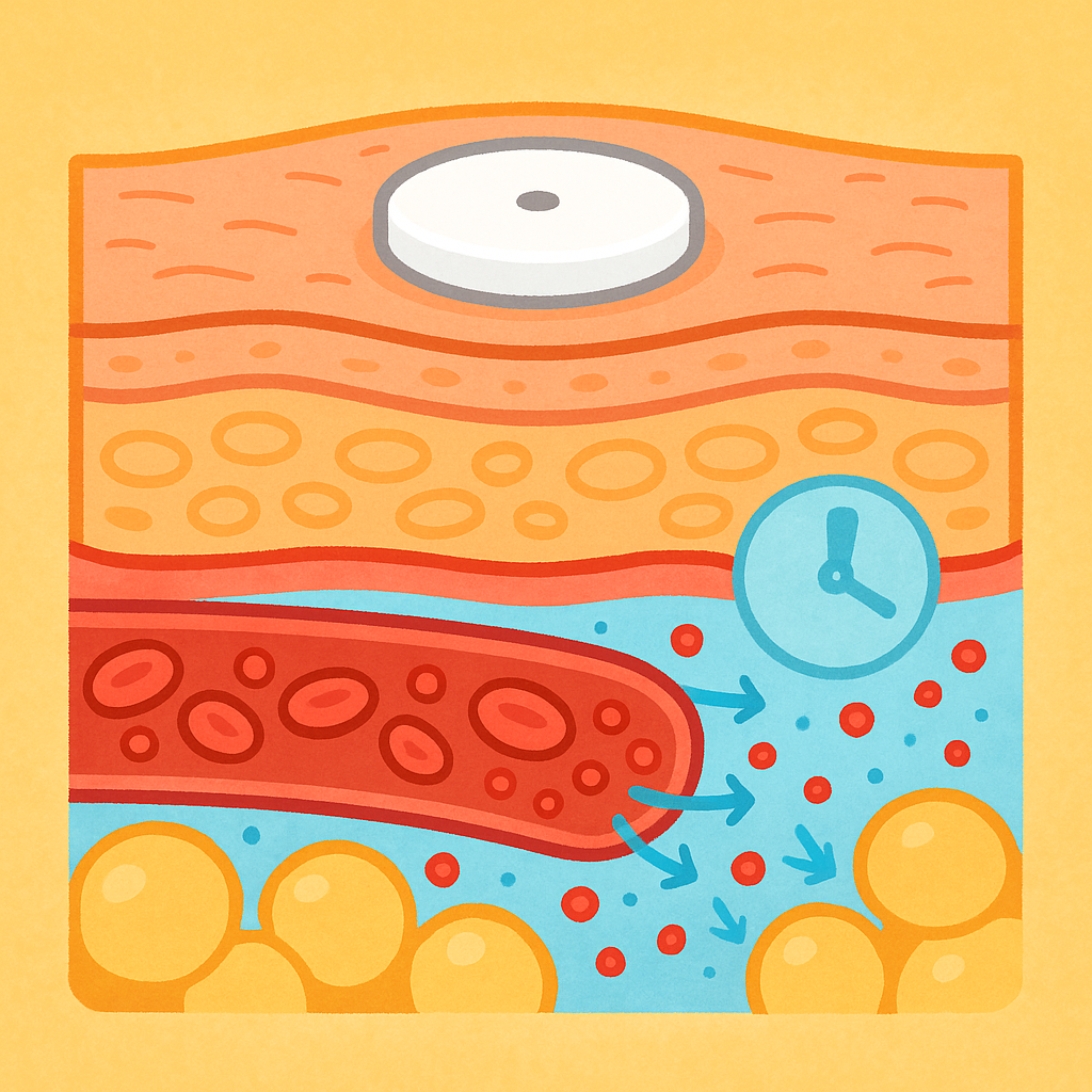 A CGM sensor measures glucose in the interstitial fluid surrounding your cells, not directly in your blood. This means there's a slight delay, about 10-15 minutes, between your blood sugar and the CGM reading.
