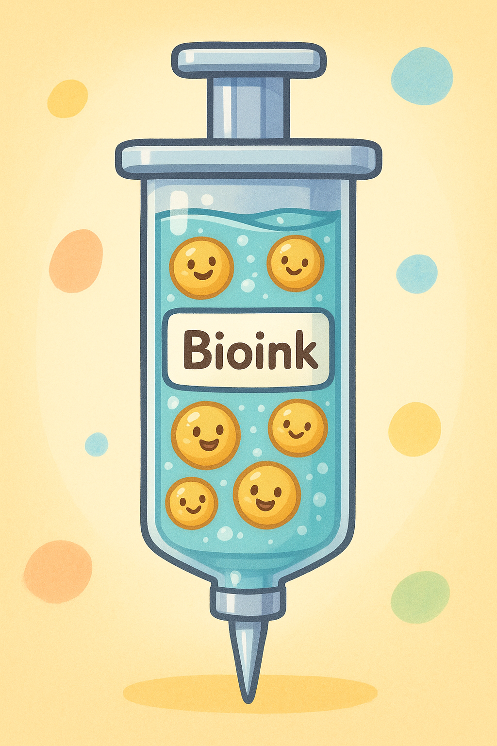 Bioink, used in 3D bioprinting, is a special mixture containing living cells (like tiny builders) suspended in a supportive gel material that gives it structure.