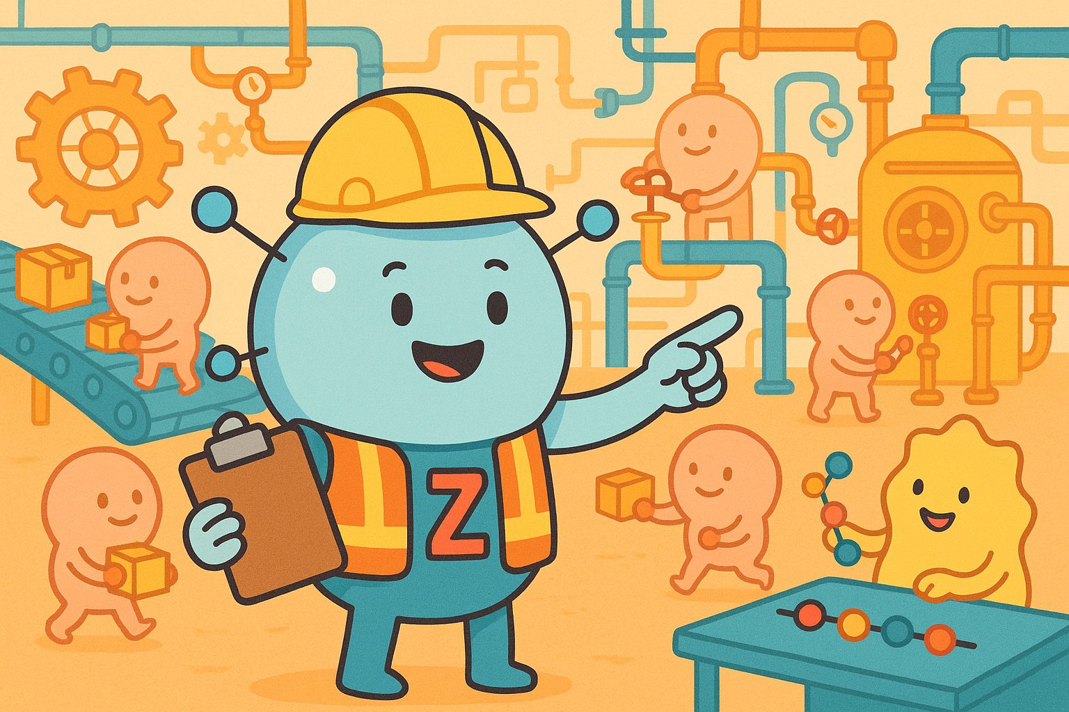 This image shows how zinc acts like a friendly factory supervisor, guiding your cells and enzymes to perform their jobs correctly in your body.