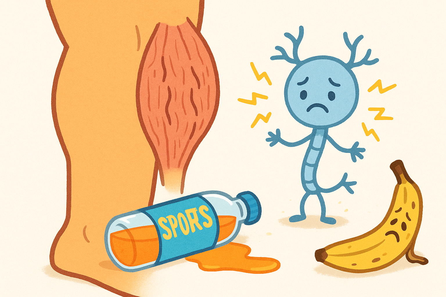 The older theory suggested that dehydration and electrolyte loss caused fluid around muscles to shrink, irritating nerves and leading to cramps. However, modern research shows this isn't the primary cause.