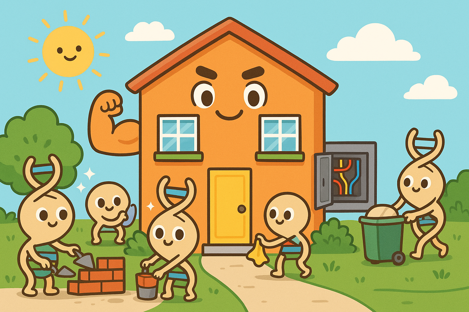 Imagine your body as a building. Different genes act like a dedicated maintenance crew, constantly repairing, cleaning, and reinforcing to keep it standing strong and healthy for a long time.