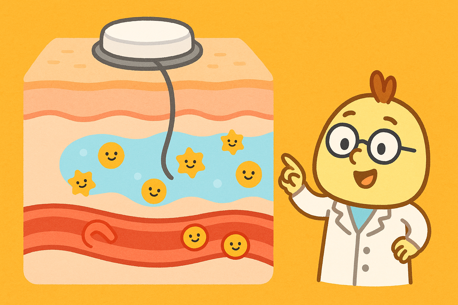 CGMs use a tiny wire placed just under the skin to measure glucose in the interstitial fluid, which surrounds your body's cells. This is different from traditional blood tests.