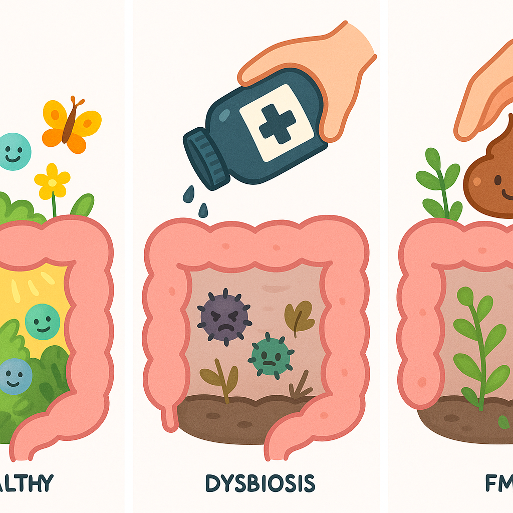 When antibiotics wipe out healthy gut bacteria, harmful microbes can take over (dysbiosis). Fecal transplants help by 'reseeding' the gut with healthy bacteria from a donor.