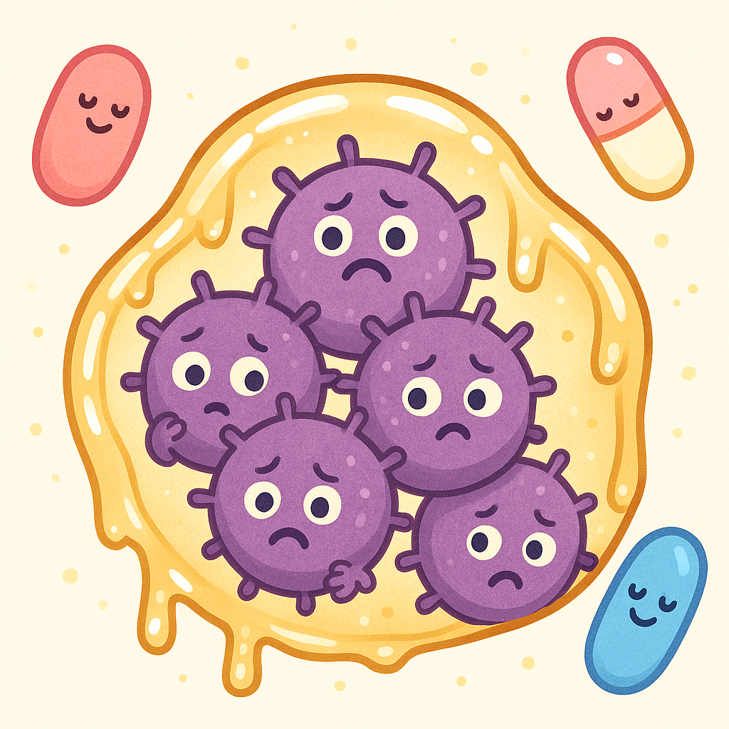 MRSA bacteria can build a sticky shield called a biofilm around themselves. This shield acts like a fortress, making it much harder for antibiotics to reach and harm the bacteria.