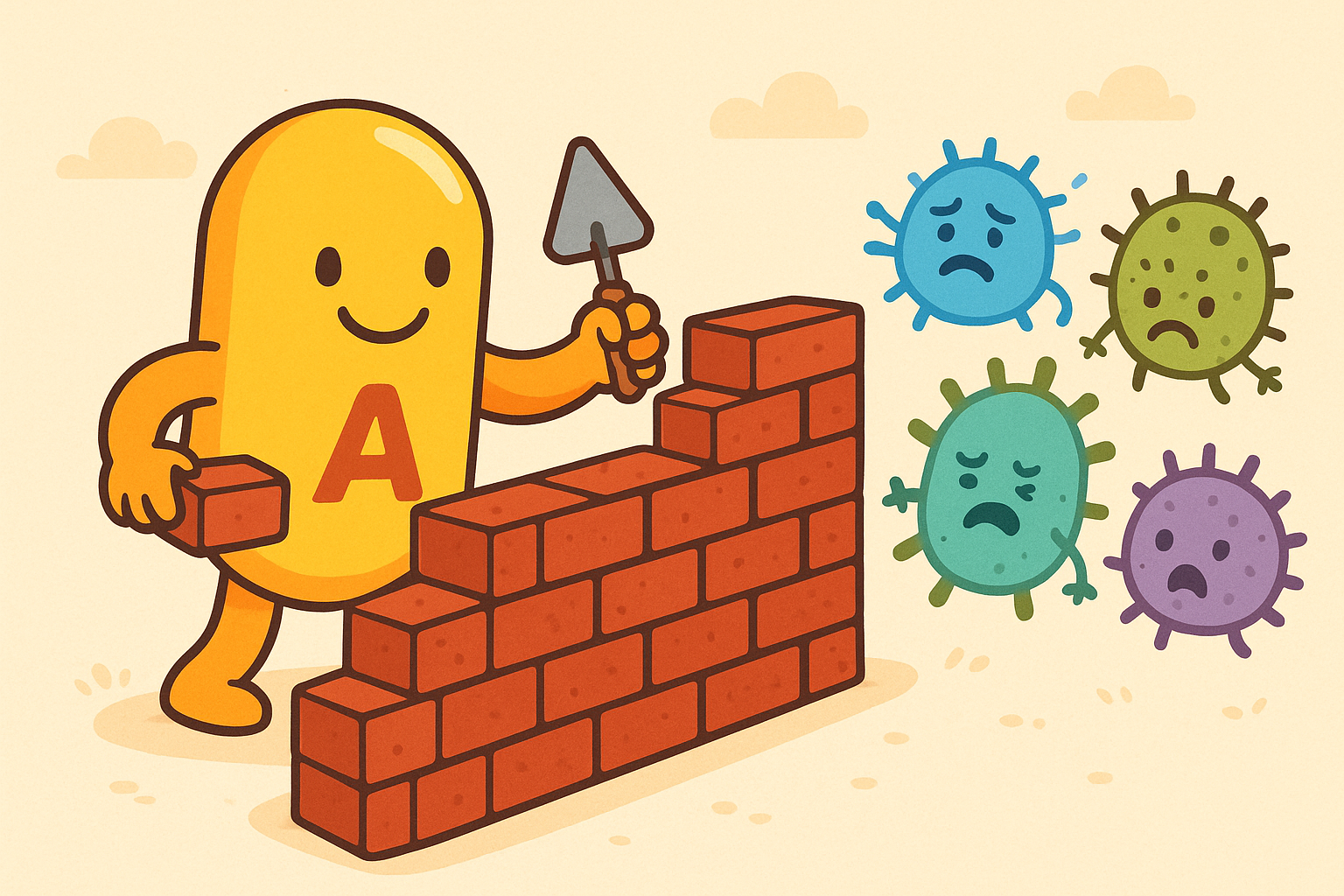 Think of Vitamin A as the ultimate builder for your body's protective walls, like the lining of your lungs and gut. It helps keep these barriers strong so that viruses and bacteria have a harder time getting inside.