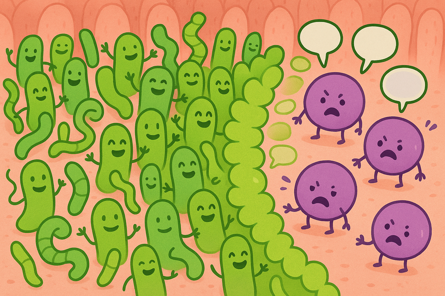 Instead of killing all bacteria, new treatments use good bacteria (probiotics) to stop MRSA from talking to each other and causing trouble. This helps keep the gut microbiome healthy.