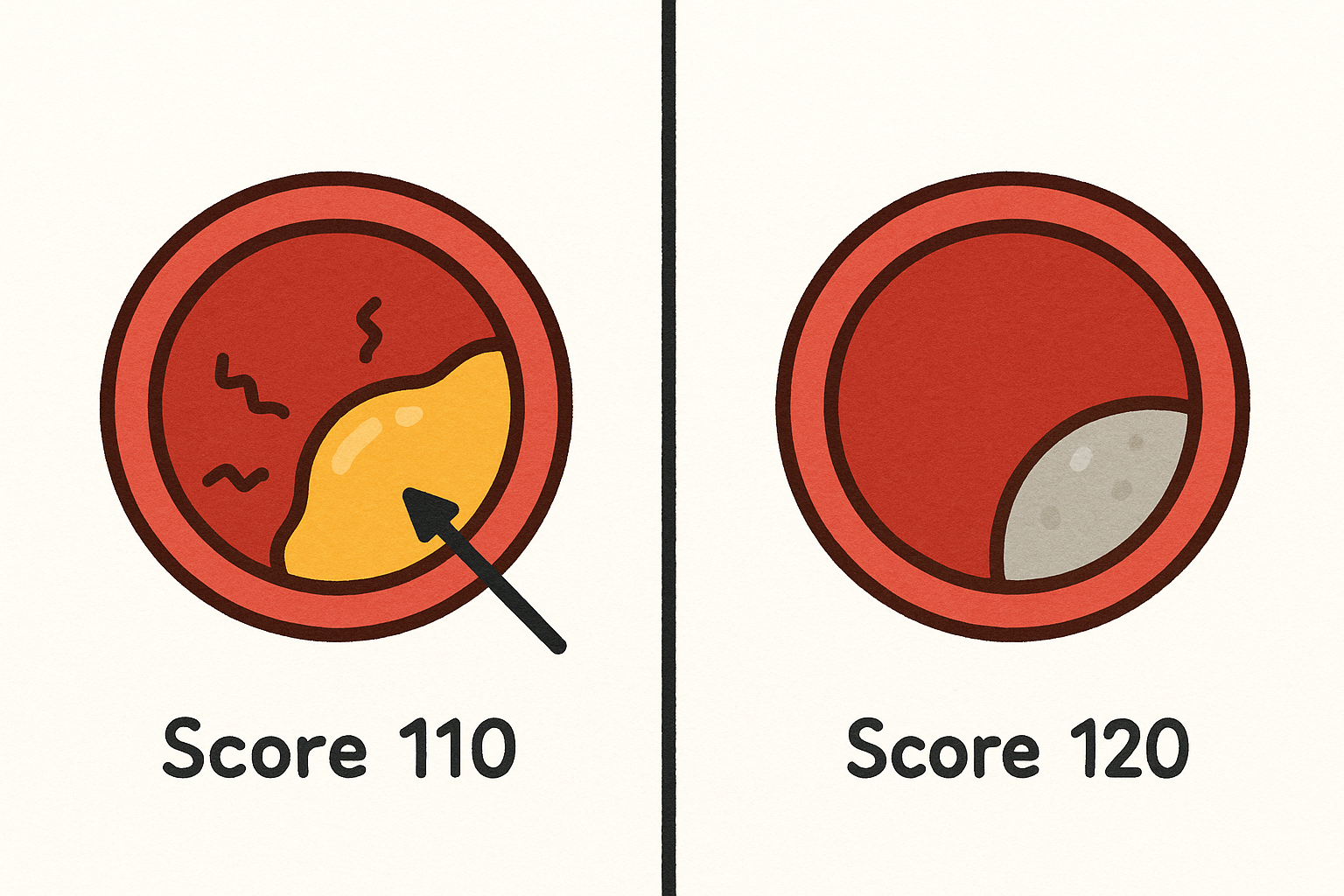Statins help remove dangerous fat from soft plaque, making it more stable. As the fat leaves, the body replaces it with dense calcium, which can cause your calcium score to appear higher, even though the plaque is safer.