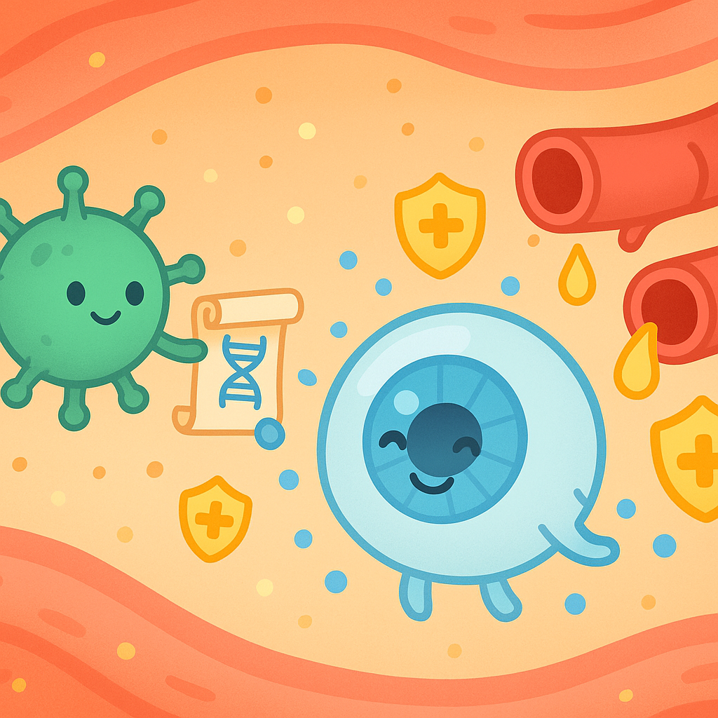 Gene therapy delivers special instructions to eye cells, teaching them to produce their own anti-VEGF medicine. This could potentially allow a single treatment to prevent fluid leakage for a very long time.