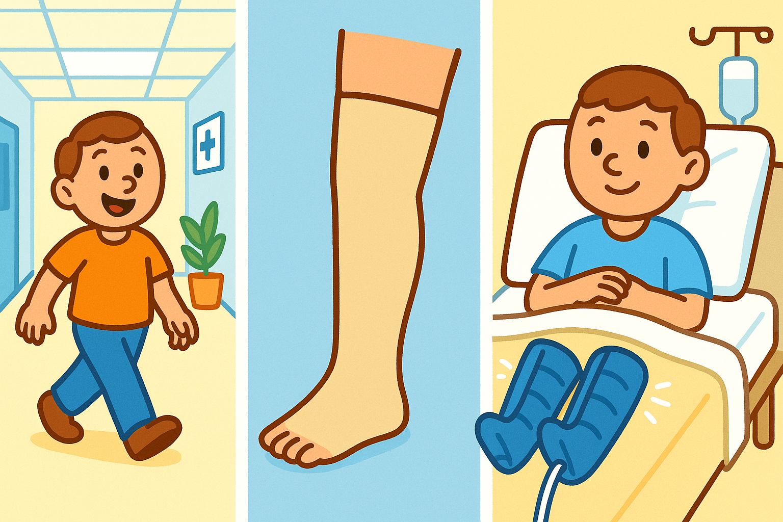 Mechanical methods like walking, wearing compression stockings, and using IPC devices help keep blood flowing and prevent clots from forming.