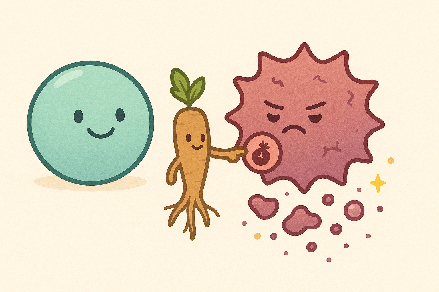 Apoptosis is like a self-destruct button that healthy cells use to remove old or damaged cells. Dandelion root extract can trigger this process in abnormal cells, helping the body get rid of them.