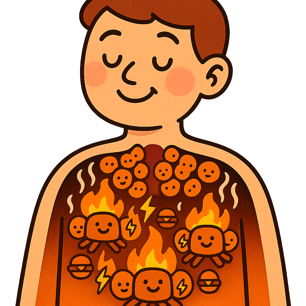 Unlike regular white fat that stores energy, brown fat acts like a tiny furnace in your body. It burns extra calories to create heat, helping your body prevent too much weight gain when you overeat.