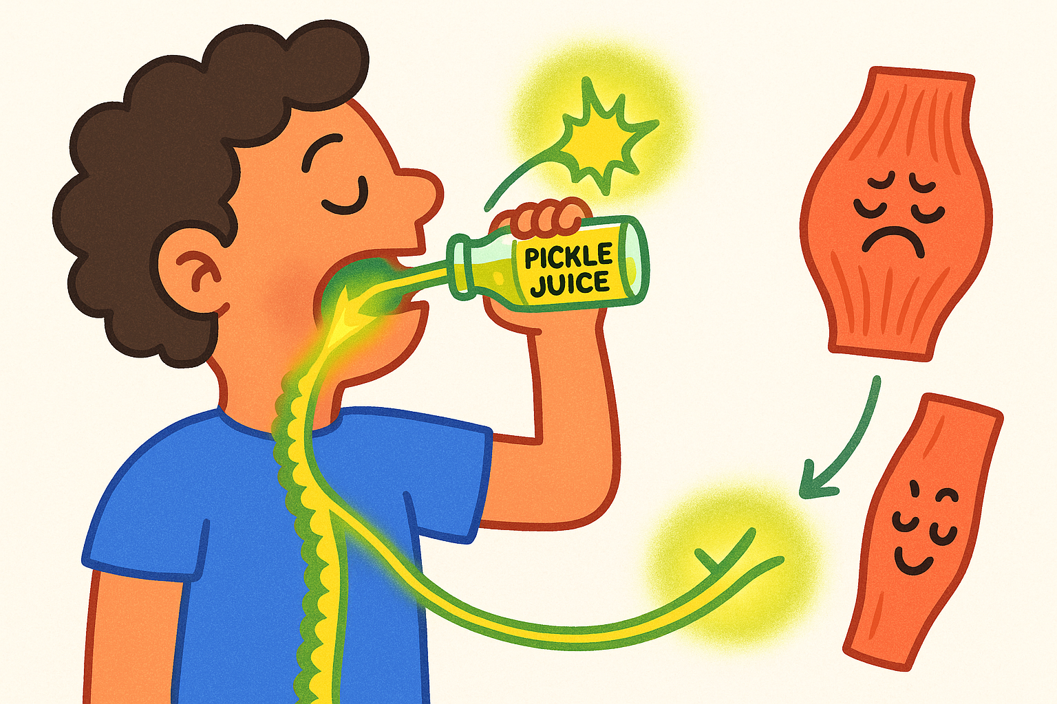 The sour taste of pickle juice stimulates nerves in the throat, sending a 'reset' signal through the nervous system to stop a distant muscle from cramping. This happens much too fast for electrolytes to be absorbed.