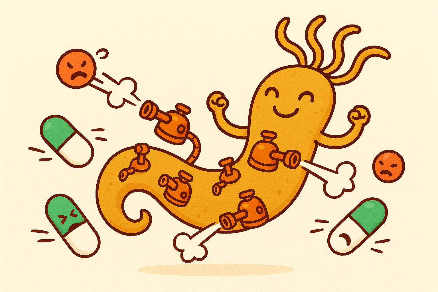 H. pylori can develop resistance to antibiotics. It uses special 'efflux pumps' to quickly spit out antibiotic medications before they can kill the bacteria.