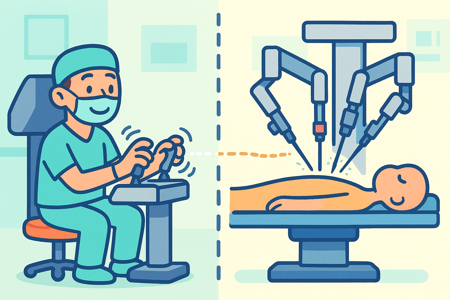 The robotic system translates the surgeon's hand movements into precise, scaled-down motions of the robotic instruments. It also filters out any natural human tremor, ensuring perfect steadiness during the operation.