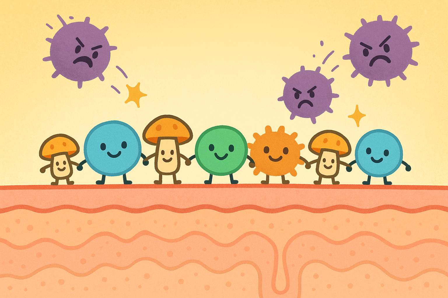 Billions of tiny microorganisms live on your skin, forming an invisible shield that protects you from harmful invaders and keeps your skin healthy.