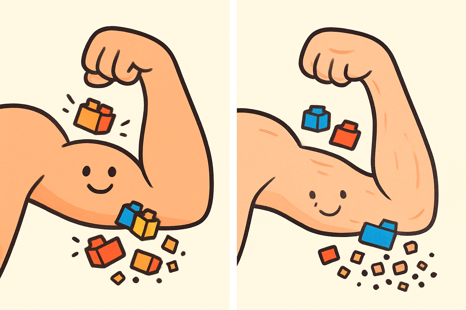 When we're young, our muscles are good at balancing breakdown and rebuilding. As we age, the breakdown process starts to outweigh rebuilding, leading to muscle loss.