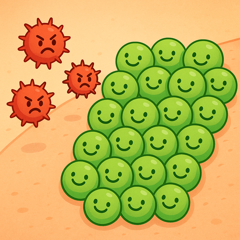 Friendly bacteria protect your skin by taking up all the available space, leaving no room for harmful bacteria to settle and grow.