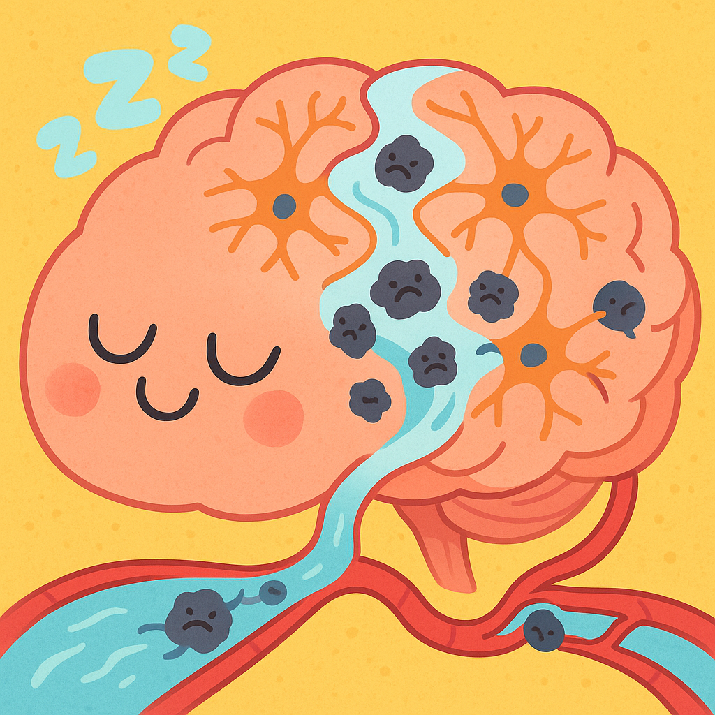 During deep sleep, your brain expands its pathways, allowing cerebrospinal fluid to wash through and carry away waste proteins like amyloid-beta, keeping your brain clean.
