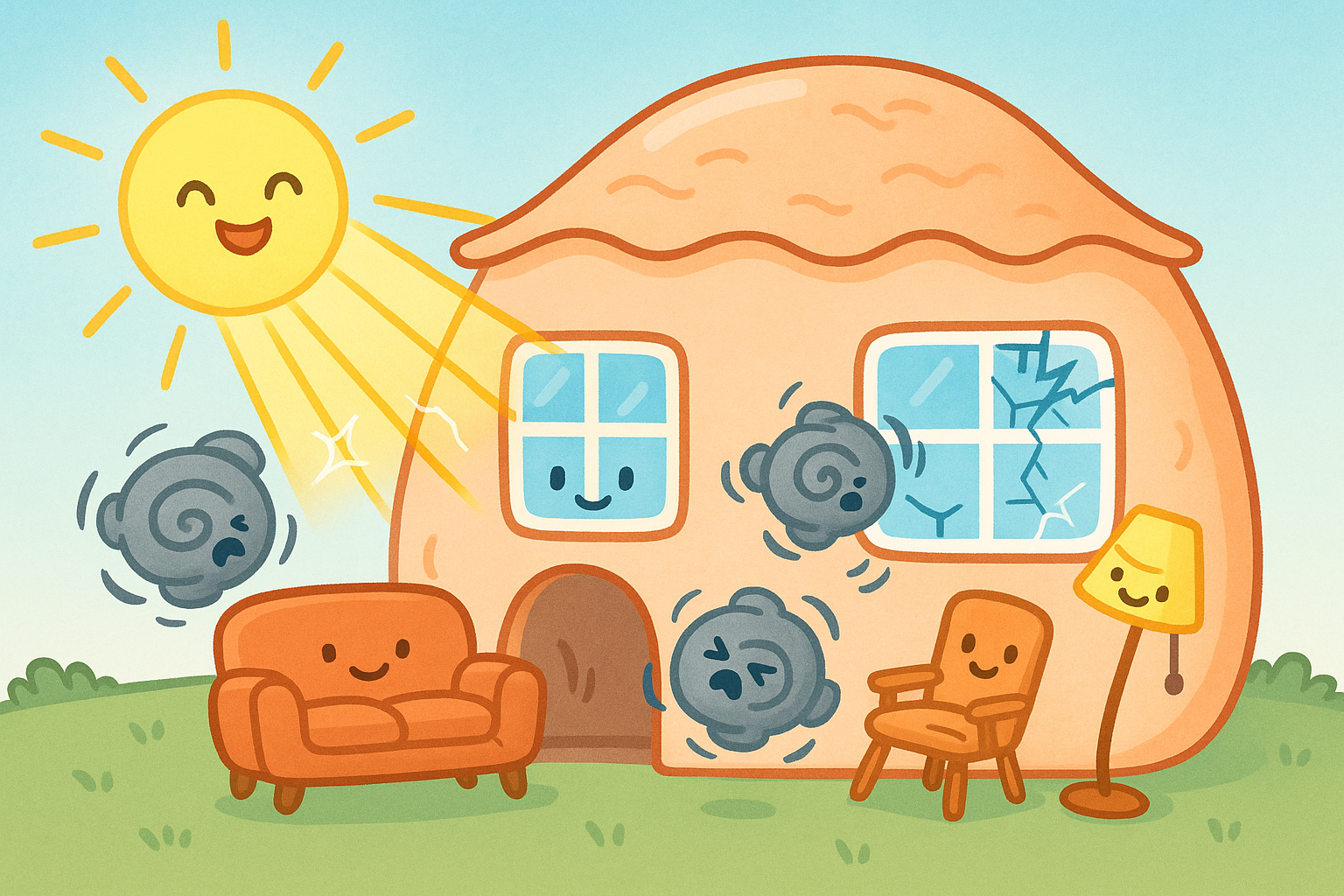 When UV rays hit your skin, they can be like a storm breaking a house's windows. This allows unstable molecules, called Reactive Oxygen Species (ROS), to get inside your cells and cause damage.