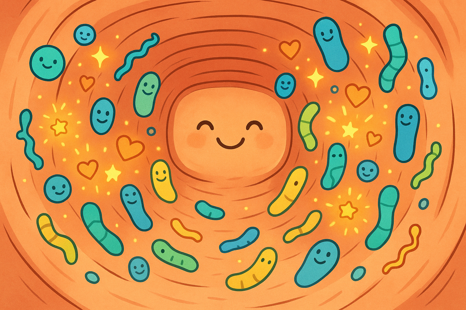 Did you know that most of your body's serotonin, often called the 'happy chemical,' is made in your gut? Tiny bacteria living in your intestines play a big role in producing it.