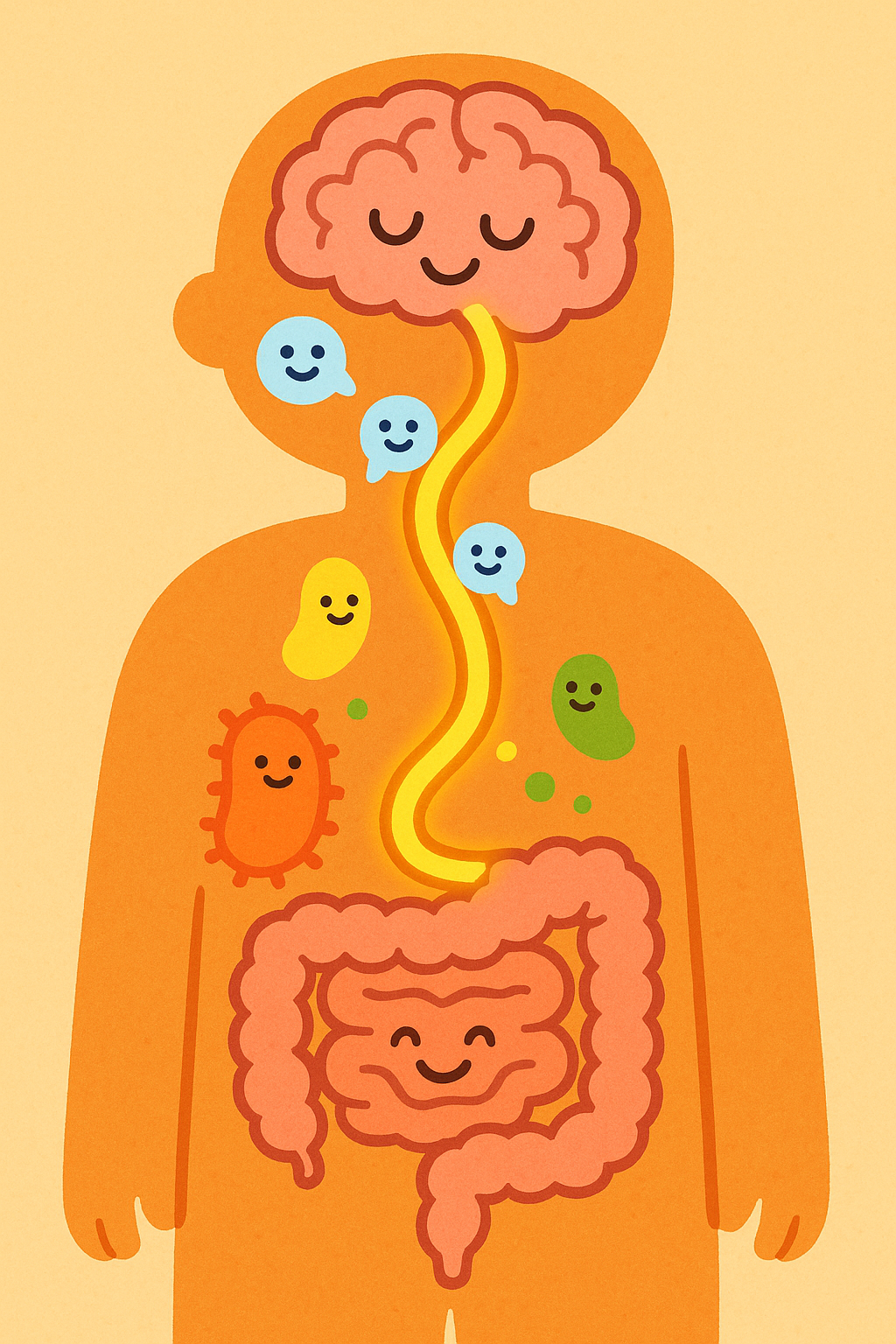 Your gut and brain are constantly talking to each other through a special pathway called the vagus nerve. This 'gut-brain axis' allows them to share information and influence things like your mood and digestion.