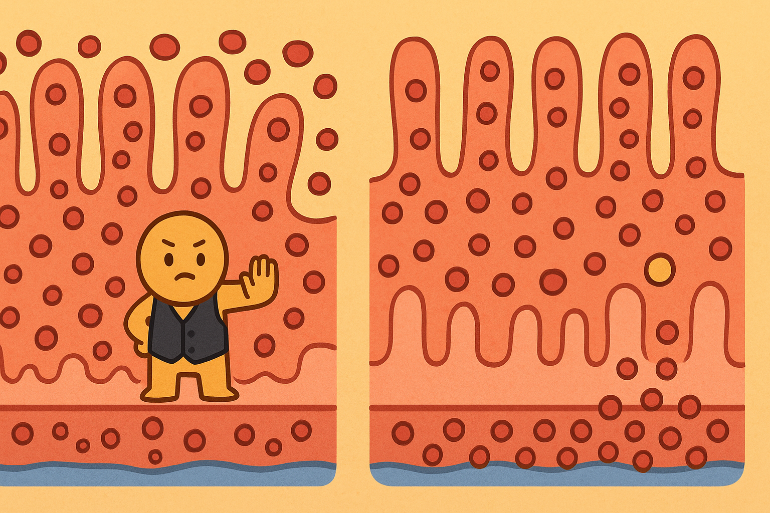 Hepcidin is like a bouncer in your gut, letting iron in when you need it and blocking it when you have enough. This helps prevent too much iron from entering your body.