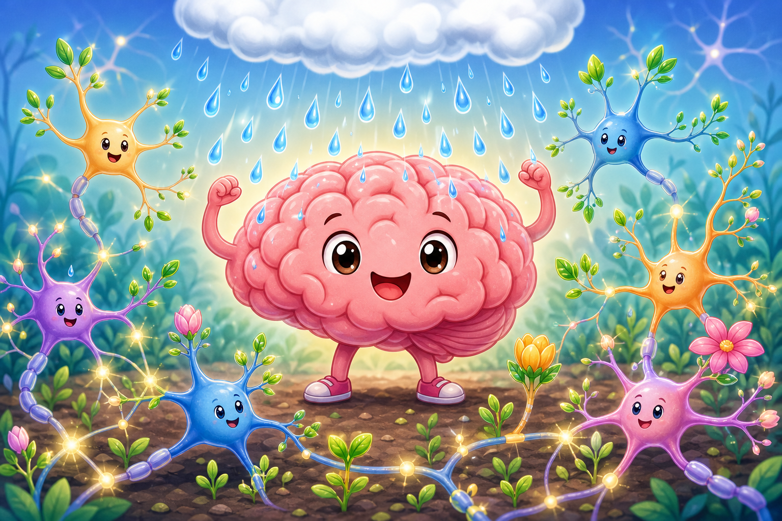 BDNF acts like a special fertilizer for your brain. It helps brain cells grow, stay healthy, and form new connections, making your brain more adaptable.