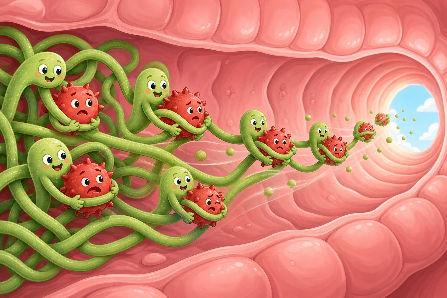 Fiber acts like a friendly sweep-up crew in your gut! It binds to potentially harmful bile acids, safely removing them from your body and preventing them from irritating your colon lining.