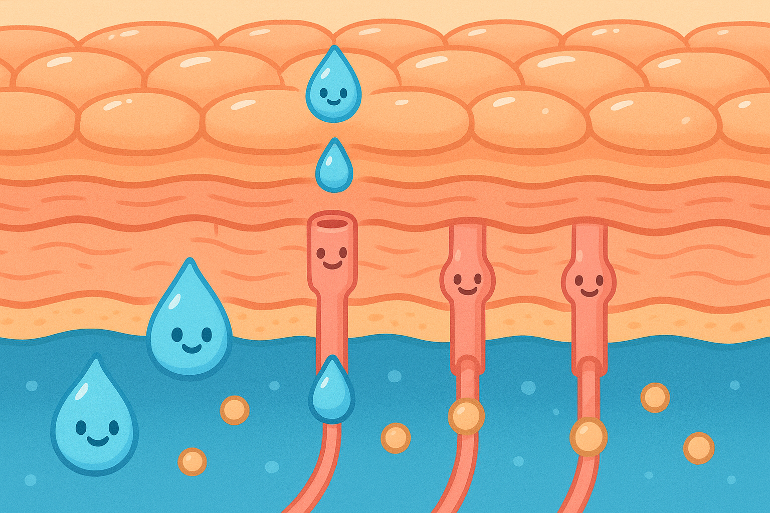 Aquaporins are tiny channels in your skin that act like straws, actively pulling water and hydrating glycerol from deeper layers up to the surface to keep your outer skin moisturized.