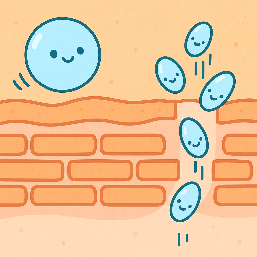 The size of hyaluronic acid molecules matters! Large molecules stay on the skin's surface, while smaller ones can pass through the outer layer to provide deeper hydration.