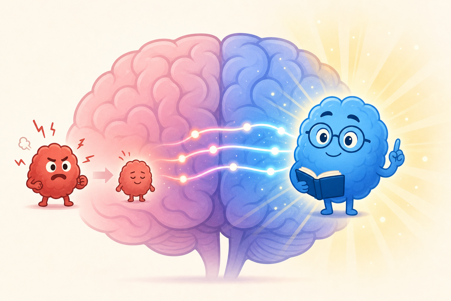 Meditation can physically change your brain through neuroplasticity. It helps shrink the part of your brain that processes fear and stress (amygdala) while strengthening the part responsible for logical thinking and decision-making.