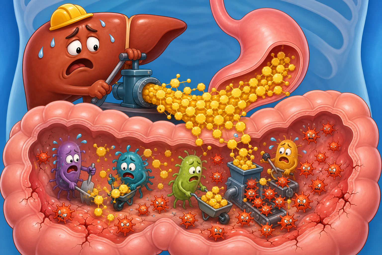 Eating too many unhealthy fats makes your liver produce excessive primary bile acids. This can overwhelm gut bacteria, leading them to create a flood of toxic secondary bile acids that can damage your colon cells.