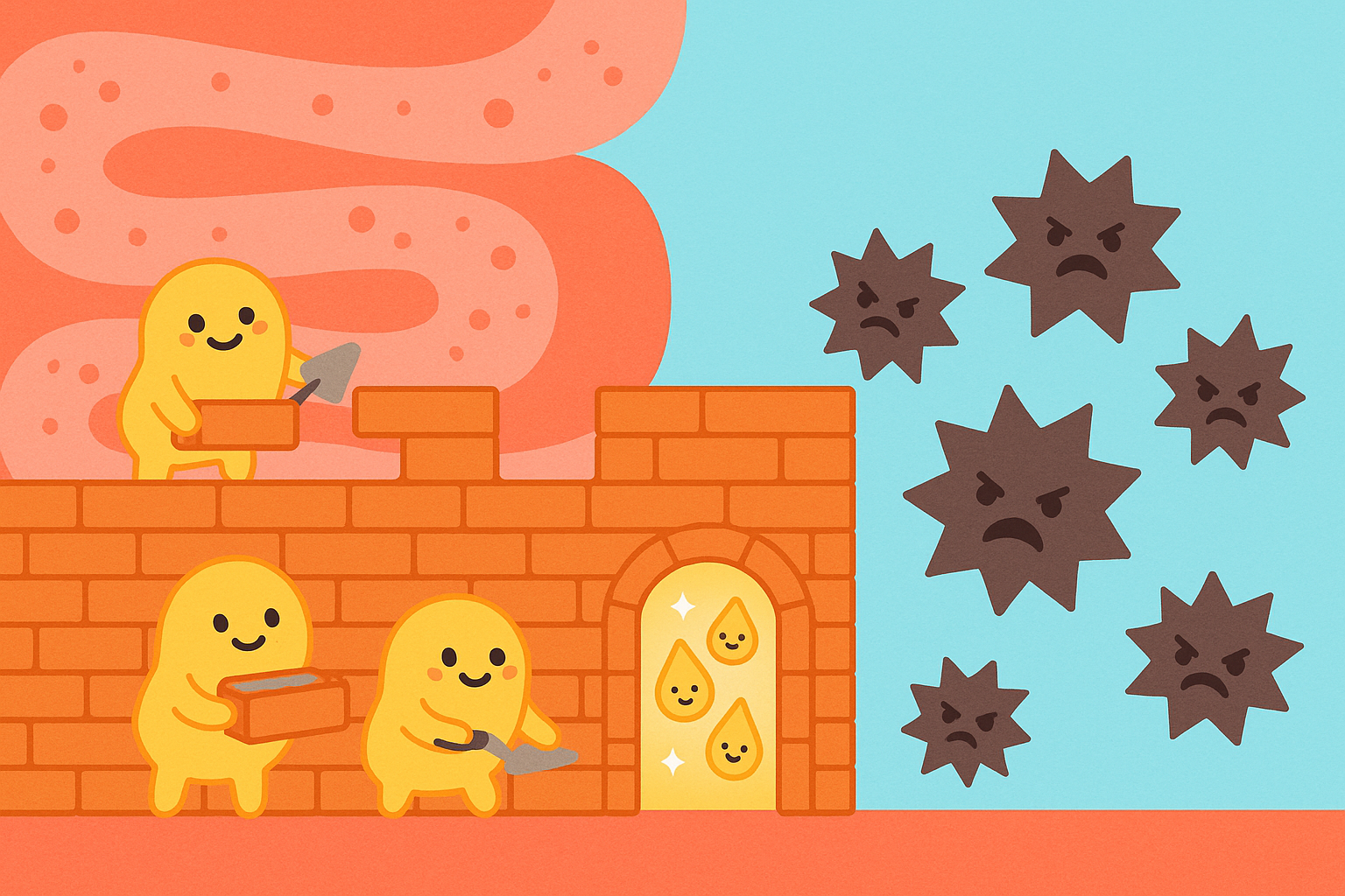 Your gut lining acts like a strong security gate, carefully letting good nutrients into your body while keeping harmful toxins safely out.