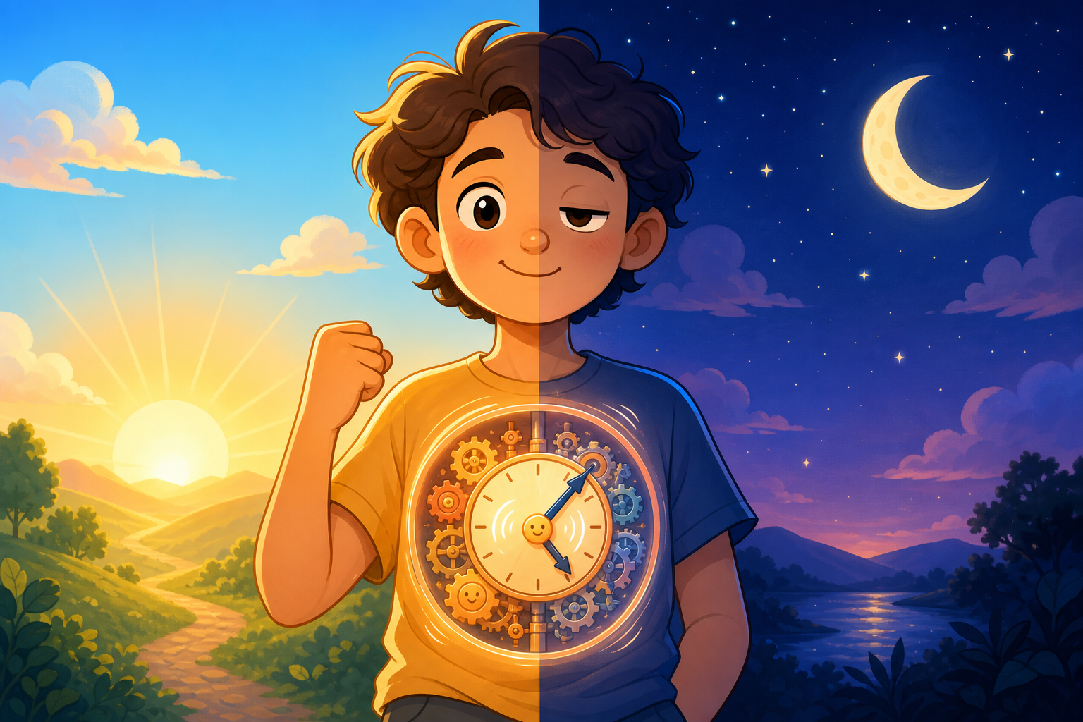 Your circadian rhythm is like an internal clock inside your body that keeps time with the 24-hour day and night cycle. It controls important functions like when you feel sleepy or awake.