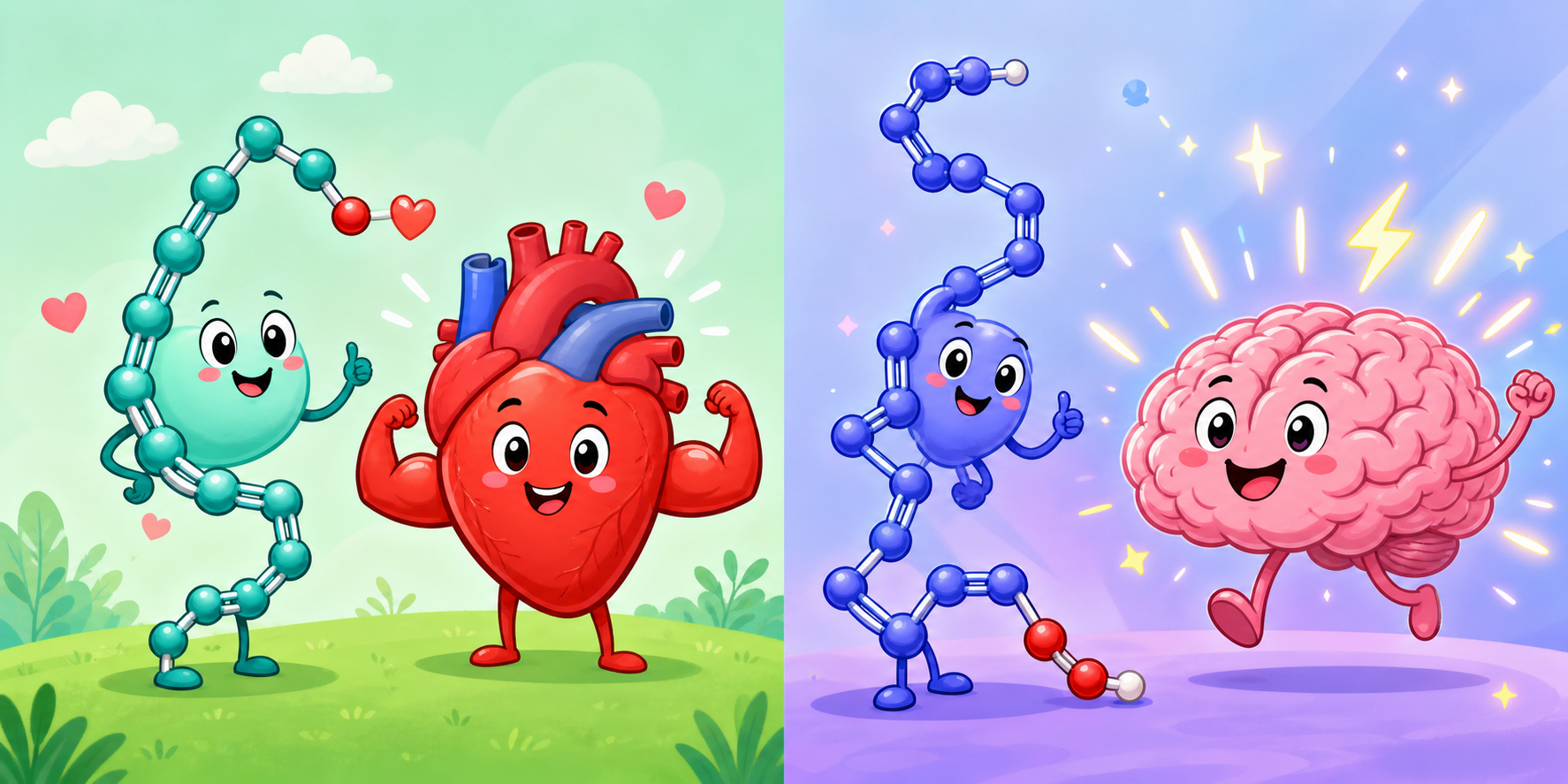 EPA and DHA are two different types of omega-3s. EPA is primarily important for heart health, while DHA is crucial for brain function and development.