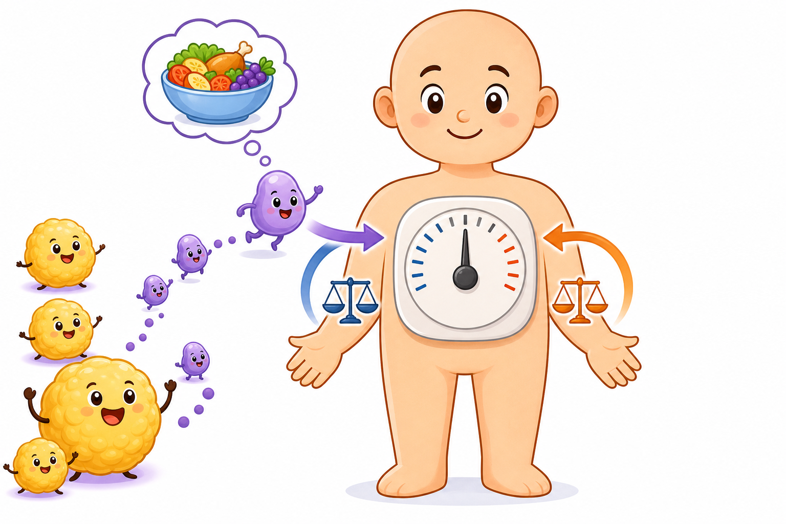 Your body manages its fat stores like a thermostat regulates home temperature. Leptin, a hormone from your fat cells, signals to your brain when you have enough energy, helping maintain a balance.