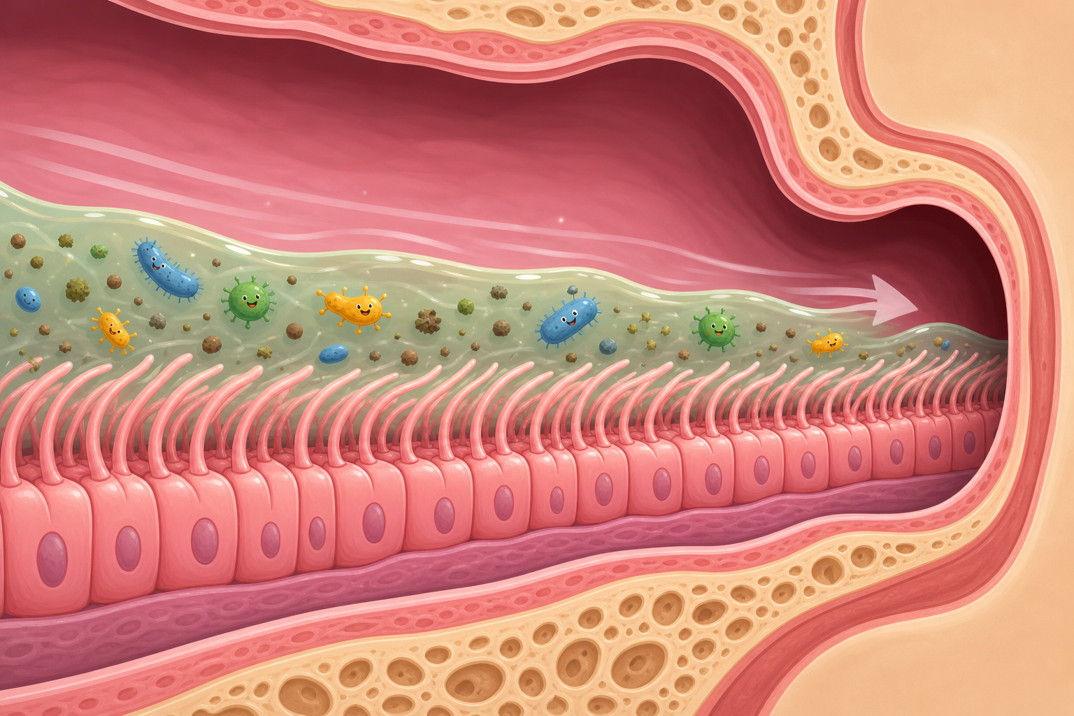 Inside your sinuses, tiny hairs called cilia constantly sweep mucus, along with trapped dust and bacteria, towards exit doors (ostia) to keep everything clean.