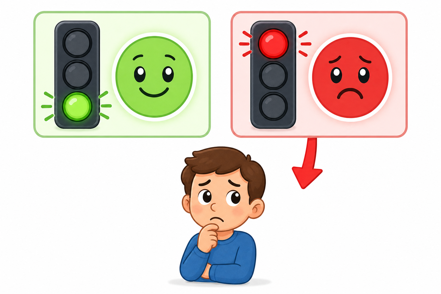 This illustration shows discordance: when your LDL-C test results appear normal (green light), but your ApoB test results are high (red light). In such cases, your actual risk for heart problems follows the ApoB number.