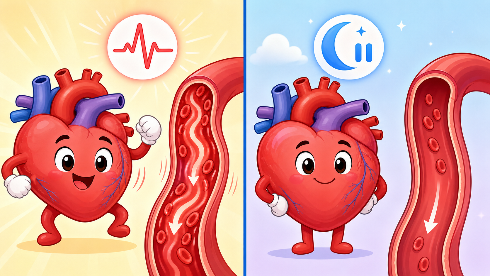 Your blood pressure reading has two numbers: Systolic (top) shows pressure when your heart beats and pumps blood, and Diastolic (bottom) shows pressure when your heart rests between beats.