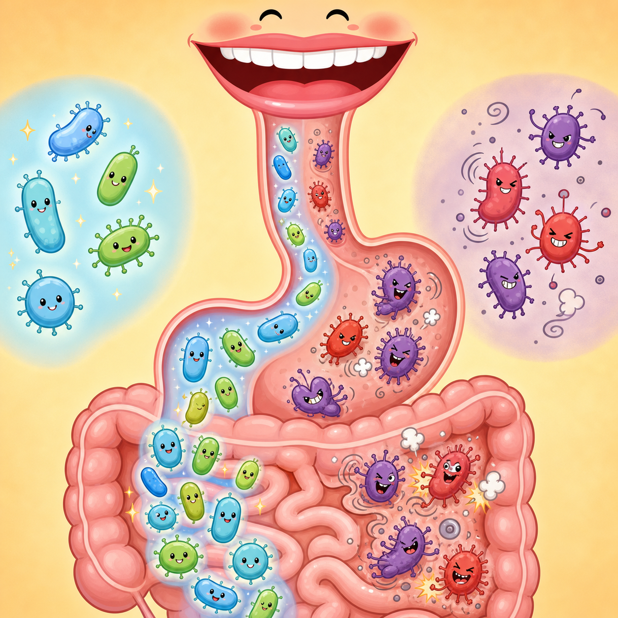 The oral-gut axis shows how bacteria from your mouth can travel to your digestive tract. Good oral hygiene helps prevent harmful mouth bacteria from disrupting your gut.