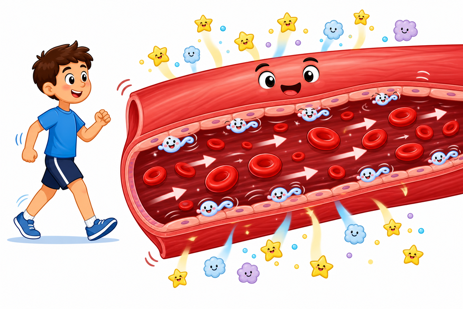 Brisk walking increases blood flow, creating healthy friction against blood vessel walls. This stimulates the release of nitric oxide, a molecule that keeps your blood vessels flexible and strong.