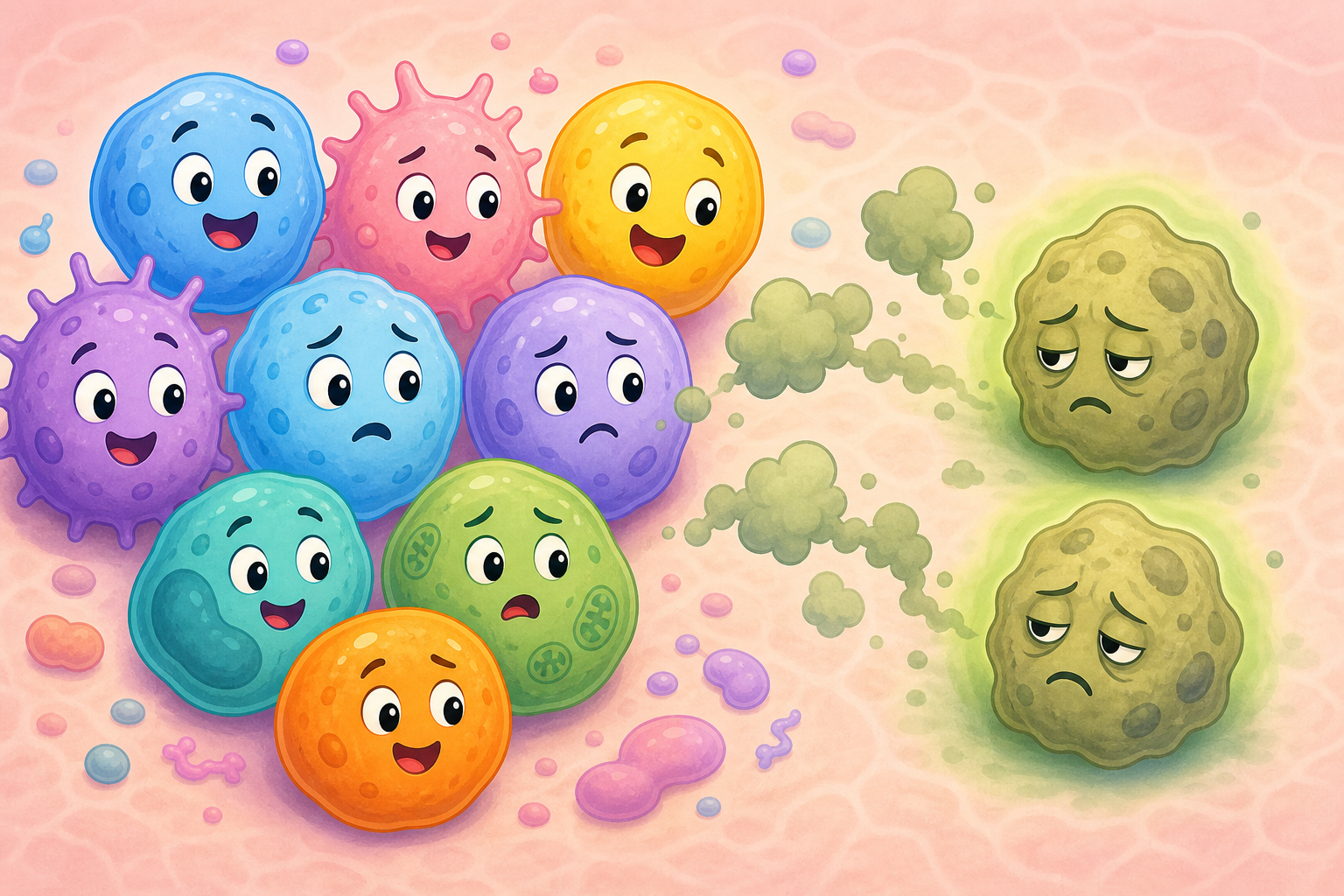 Senescent cells, often called 'zombie cells,' are damaged cells that refuse to die and instead release signals that can harm healthy cells nearby.