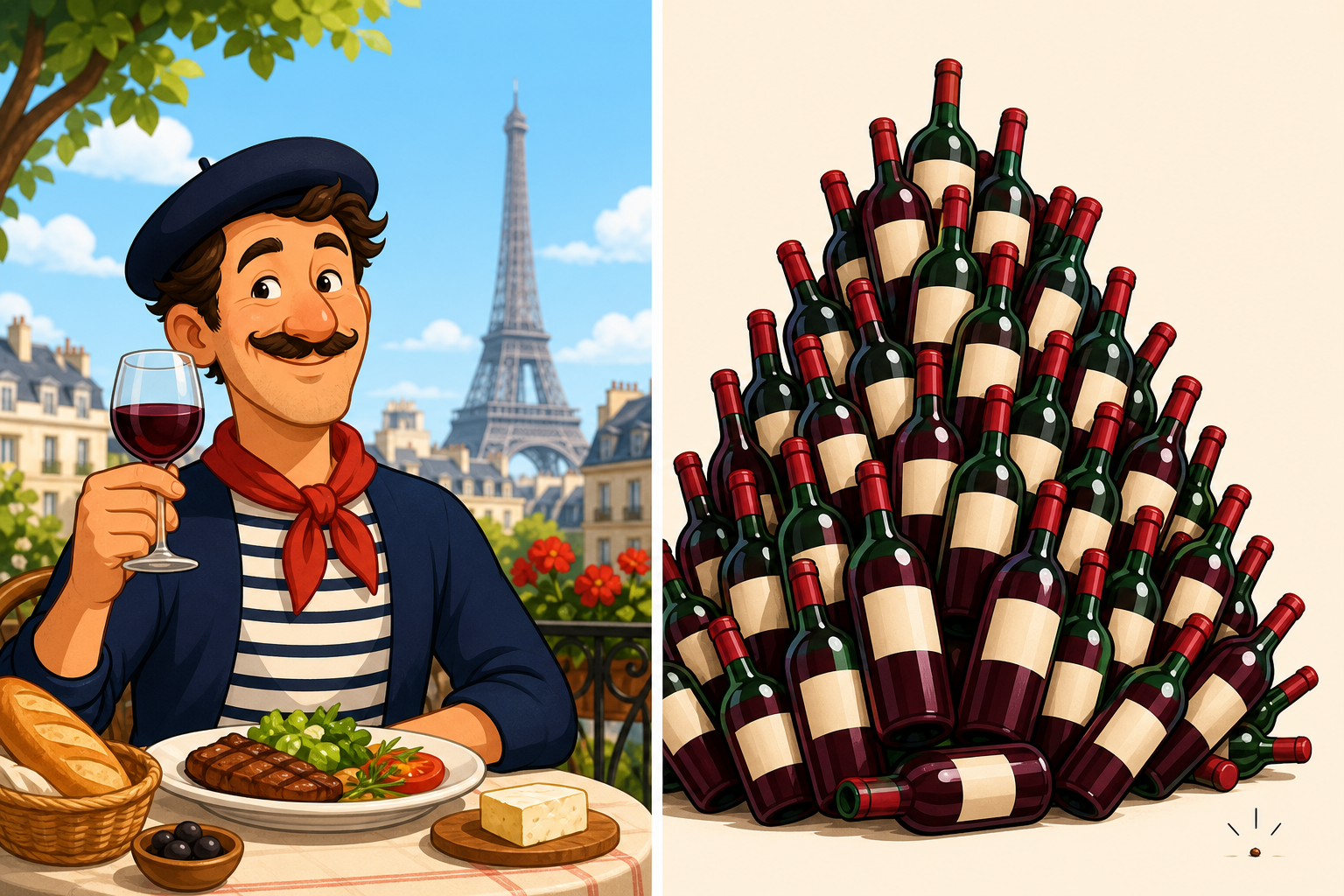The 'French Paradox' suggested red wine might explain good heart health. However, you'd need to drink dozens of bottles to get the amount of resveratrol used in scientific studies!