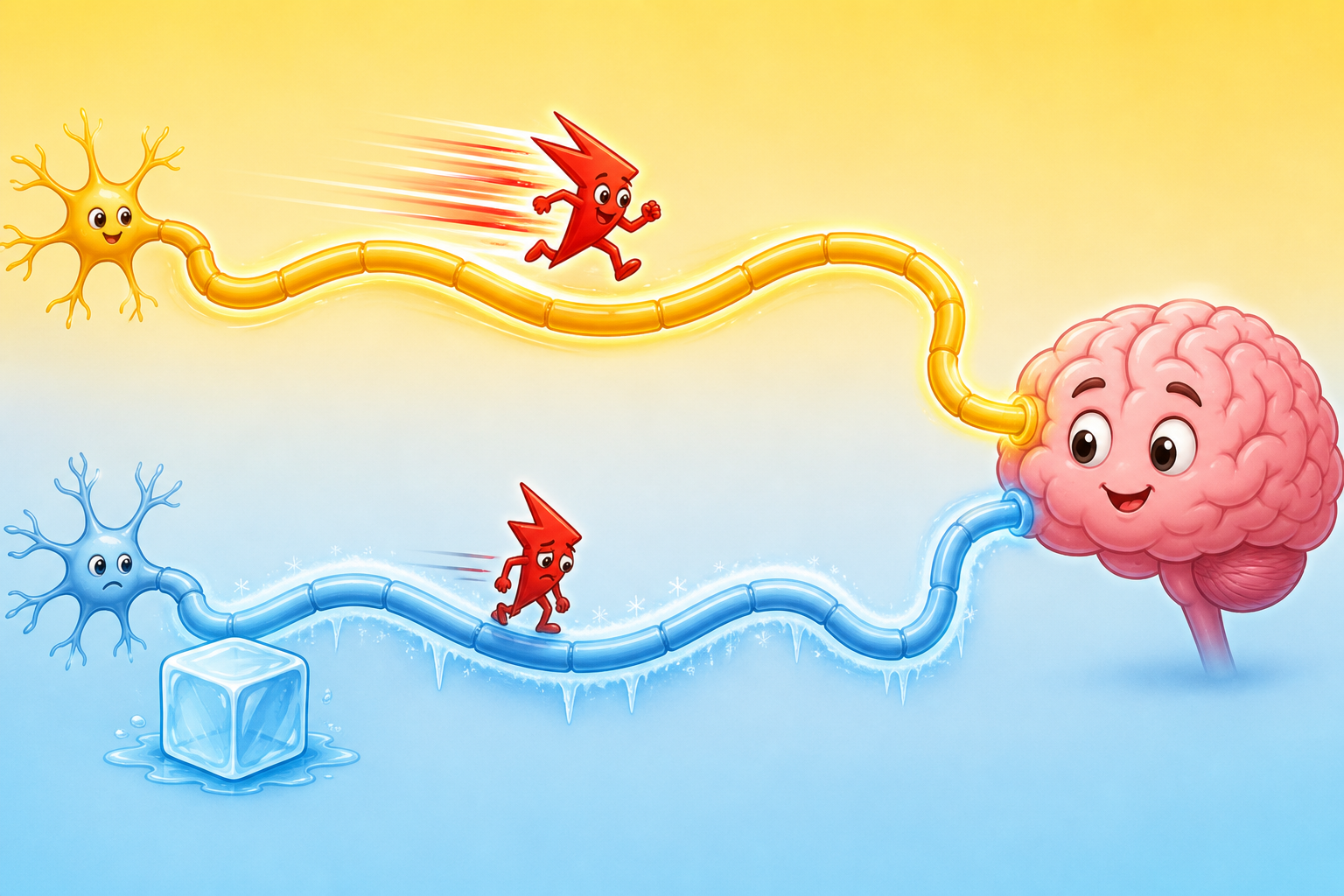 Cold temperatures slow down how fast nerves can send pain signals to your brain. This makes the area feel numb and provides temporary pain relief.